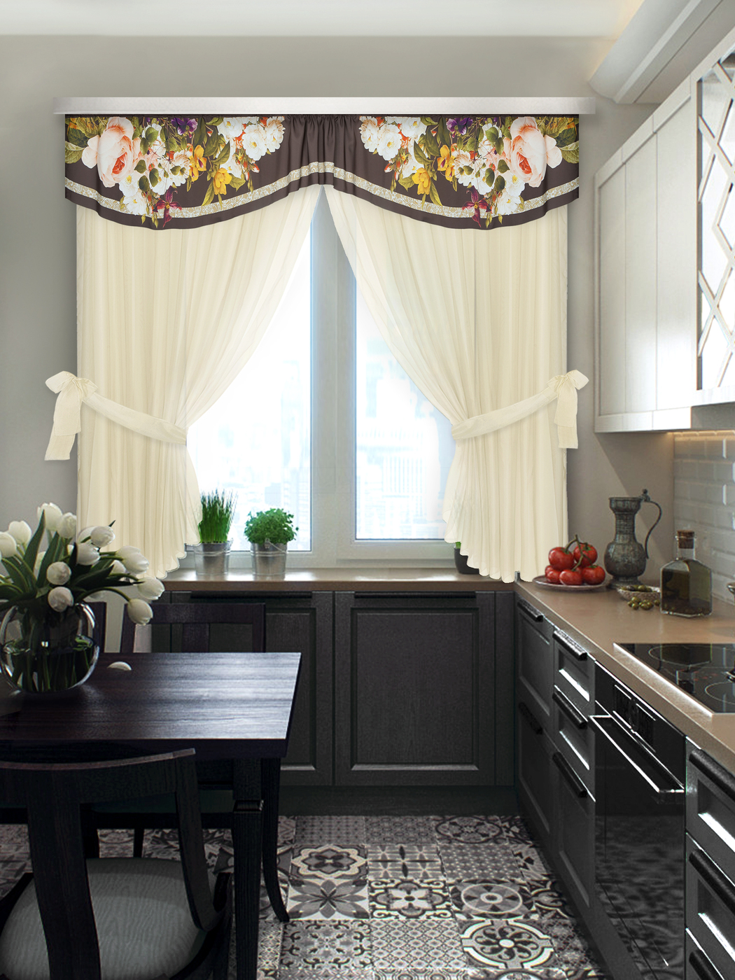 кухонные шторы до подоконника фото для кухни