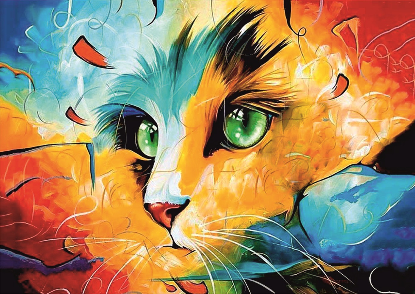 Многоцветная кошка арт
