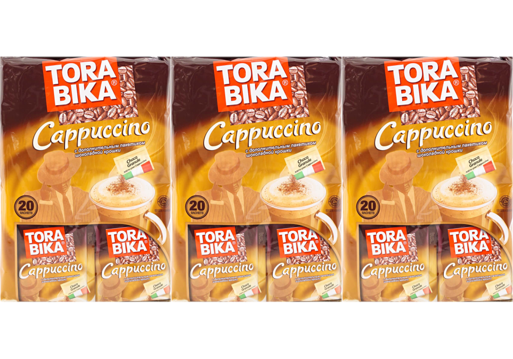 Кофейный напиток Torabika Cappuccino растворимый с пакетиком шоколадной ...