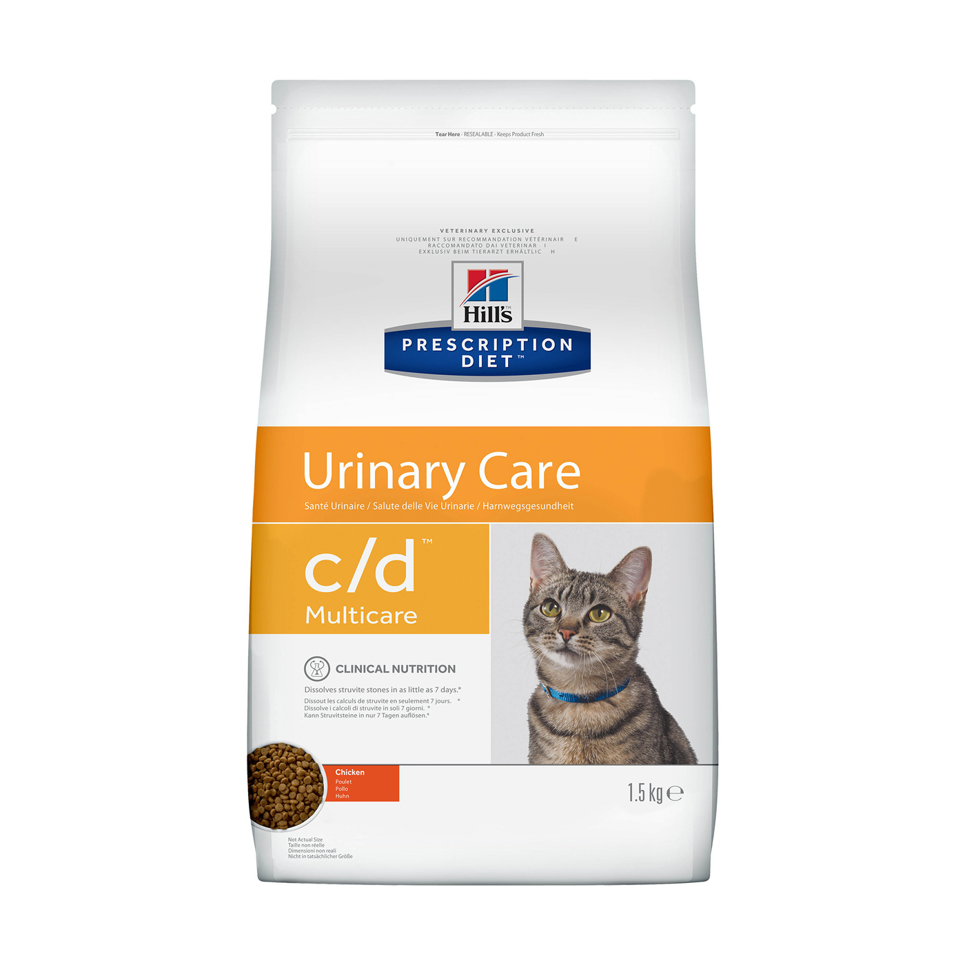 Сухой диетический корм для кошек Hill's Prescription Diet c/d Multicare Urinary Care при профилактике цистита и мочекаменной болезни (мкб), с курицей 1,5 кг - изображение