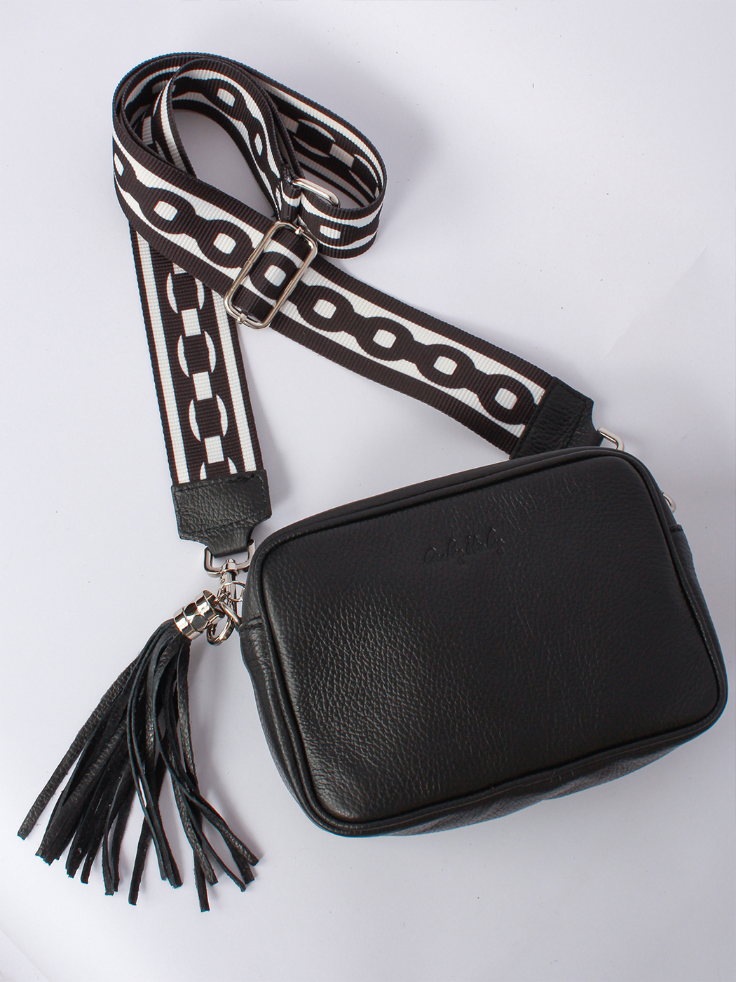 black stud cross body bolsa