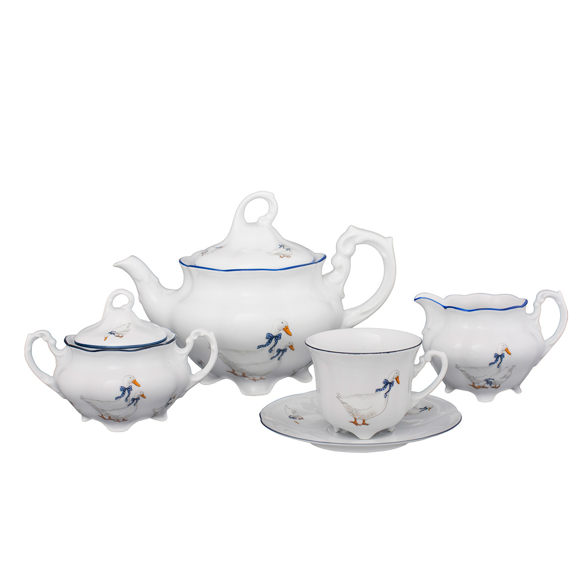 Сервиз чайный (с чайником) Royal Czech Porcelaine "Гуси", 15 предм ...