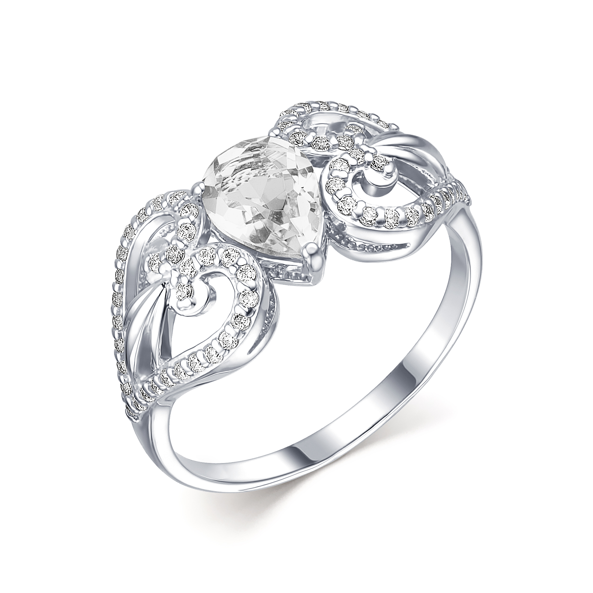 VG jewelry Кольцо из серебра 925 пробы с фианитом, горным хрусталем