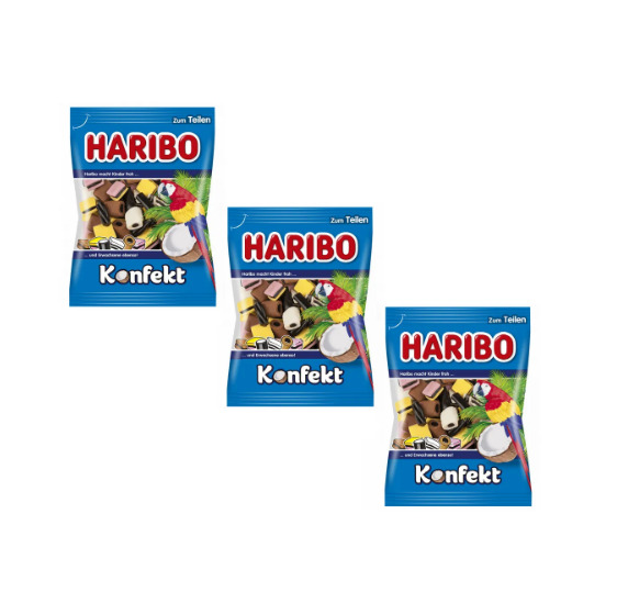 Конфеты жевательные Haribo Konfekt, c лакрицей и какао, Германия, (3 х 175 гр)