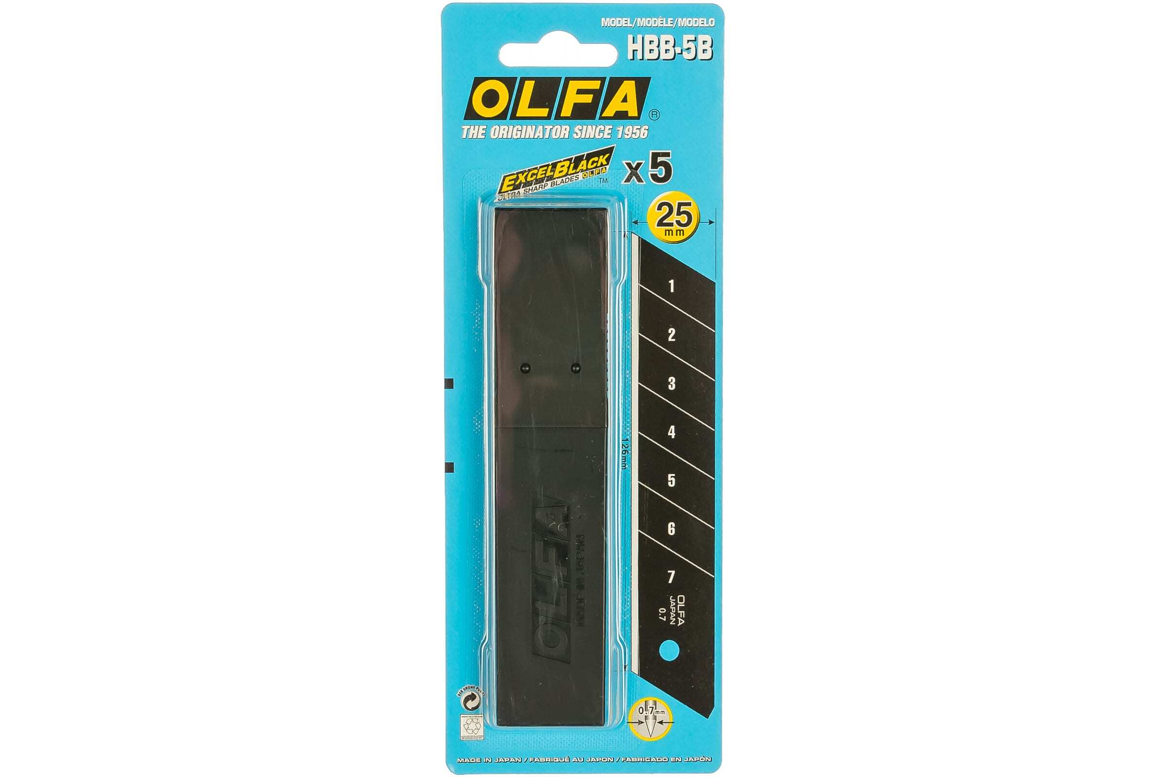 Сегментированные лезвия OLFA OL-HBB-5B Black Max 25х126х0.7 мм, 5 шт.