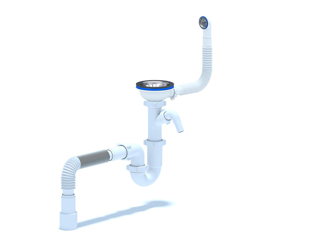 Сифон для кухонной мойки 3 1/2\"*40 с круглым переливом, стиральной ...