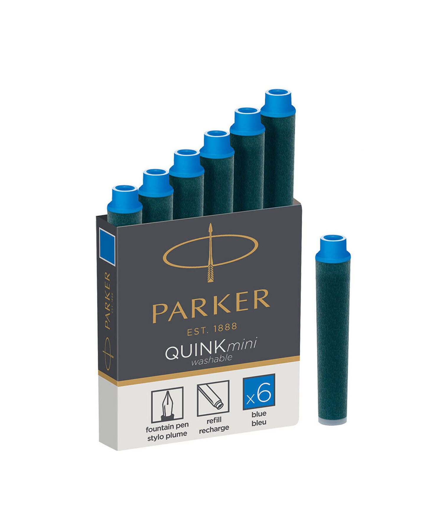 Картридж Parker Quink Z17 Mini (CW1950409) синие чернила для ручек перьевых для Parker (6шт)