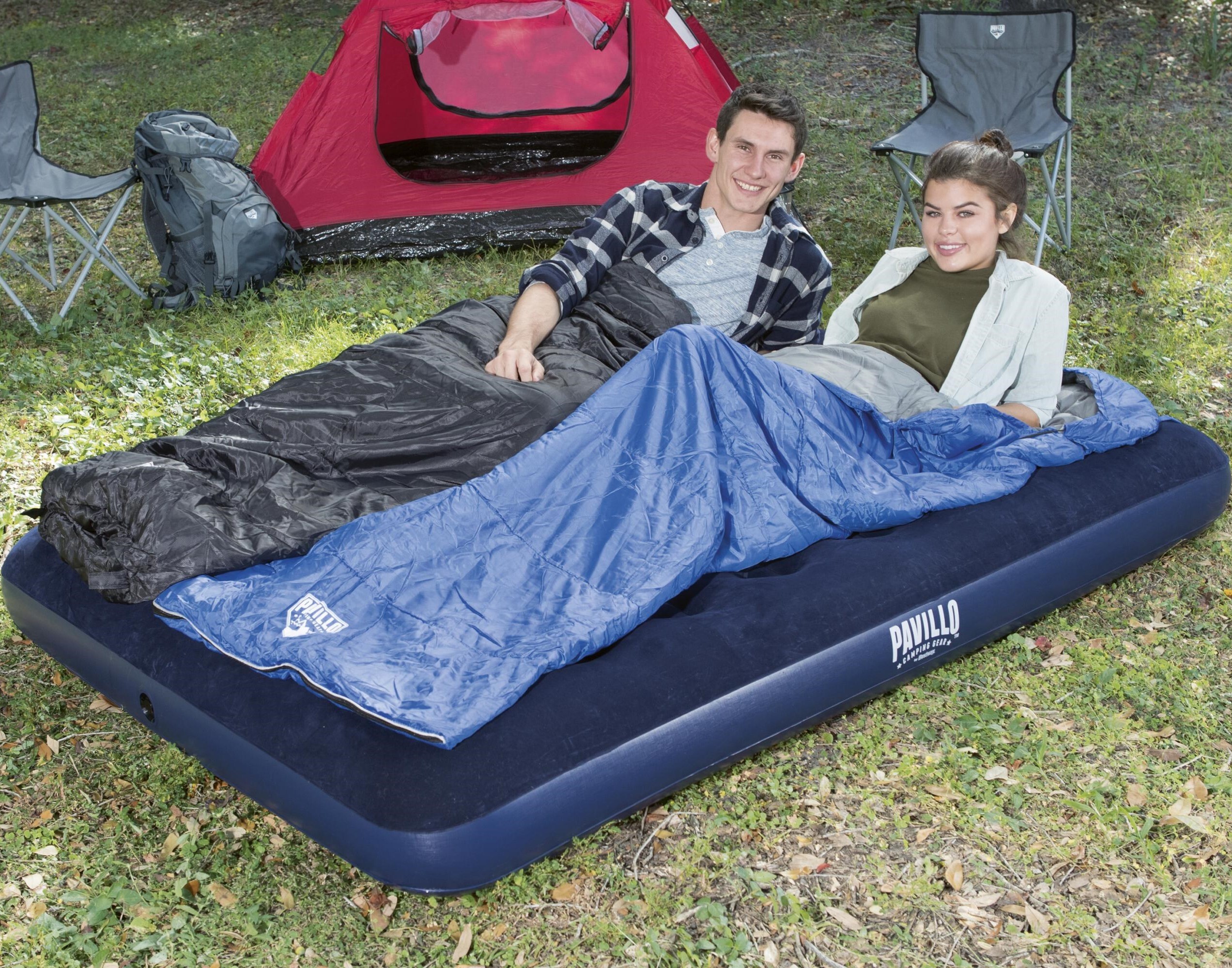 Кровать надувная без насоса bestway double flocked air bed