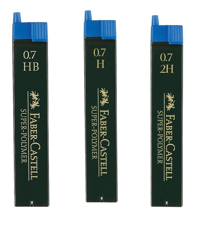 Грифели Faber-Castell Super-Polymer 0,7 мм, твердость HB + H + 2H, 3 тубы по 12 шт.