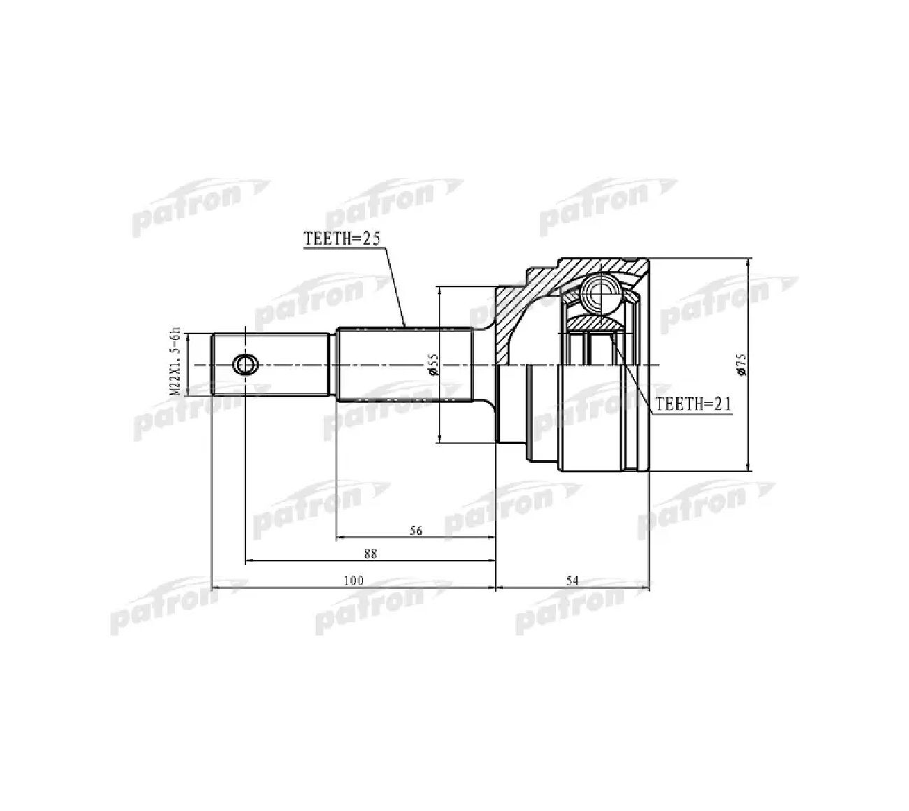 ШРУС наружный 25x55x21 NISSAN ALMERA N16 (UKP) 03-06 PCV1408 PATRON арт. PCV1408