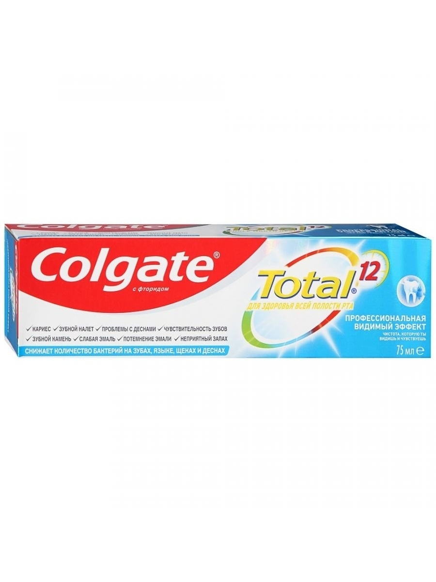 12 зубная. Зубная паста Колгейт тотал 12. Зубная паста Colgate 75мл total 12 профессиональная отбеливающая. Колгейт тотал 12 профессиональная чистка. Colgate total 12 зубная паста проф видимый эффект.