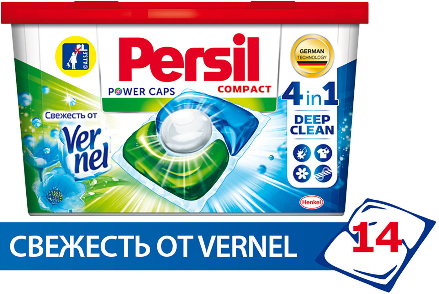 Persil капсулы Power caps 4в1 свежесть от Vernel авт д/стирки 14шт кор