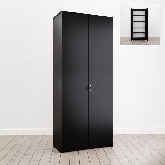 Шкаф распашной, Джамп ДШП8, 80х40х198 см Черный / шкаф для одежды распашной с полками / мебель для дома