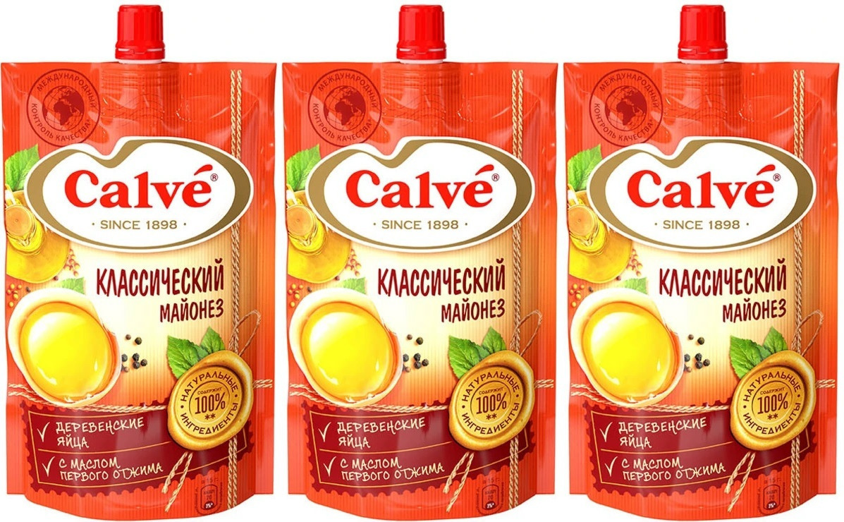 Calve, майонез Классический 50%,3 шт по 200 г