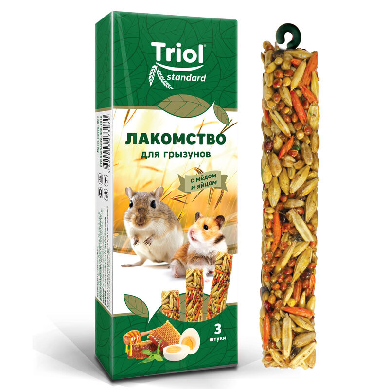 Лакомство для грызунов с мёдом и яйцом (уп. 3 шт), 80г, Triol Standard