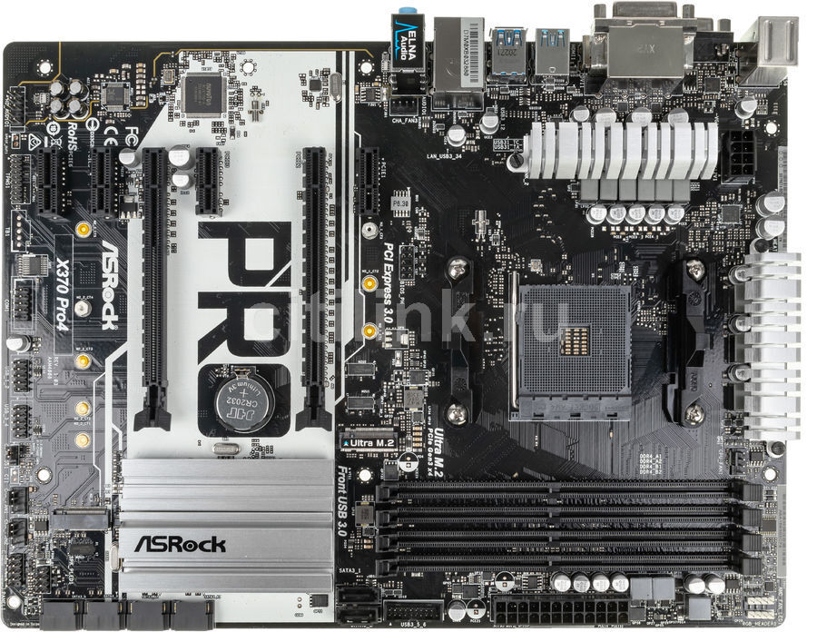 МатеринскаяплатаASROCKX370PRO4(X370PRO4)-SocketAM4,AMDX370,4хDDR4-2667МГц,2хPCI-Ex16,2хM.2,ATX