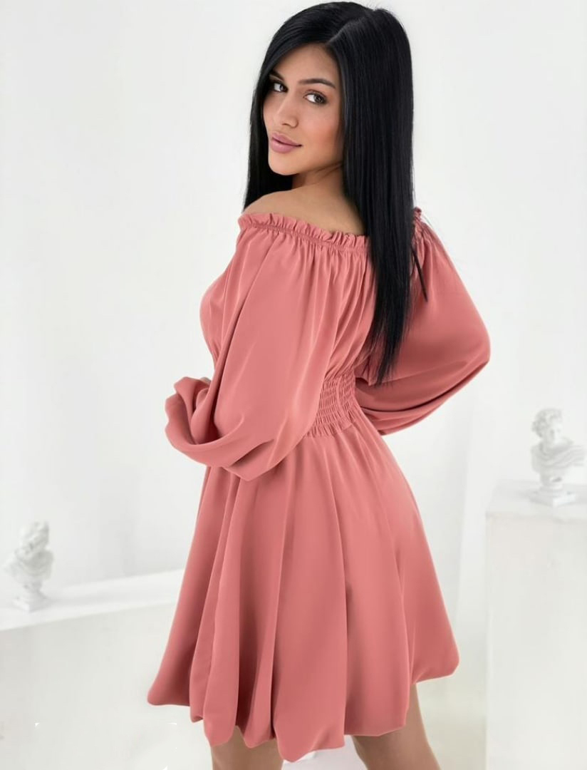 Платье Шифон С Длинным Рукавом Миди фото 20