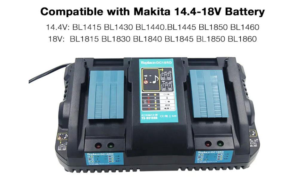 Зарядное устройство для Makita LXT 2 порта 14.4-18В Li-Ion, DC18RD