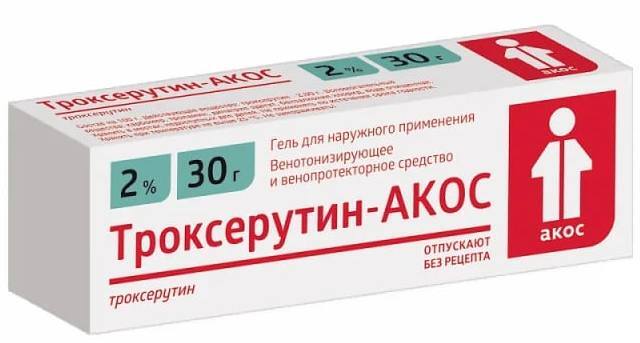 Троксерутин-Акос гель д/наружного прим 2 % туба 30 г х1 — купить в ...