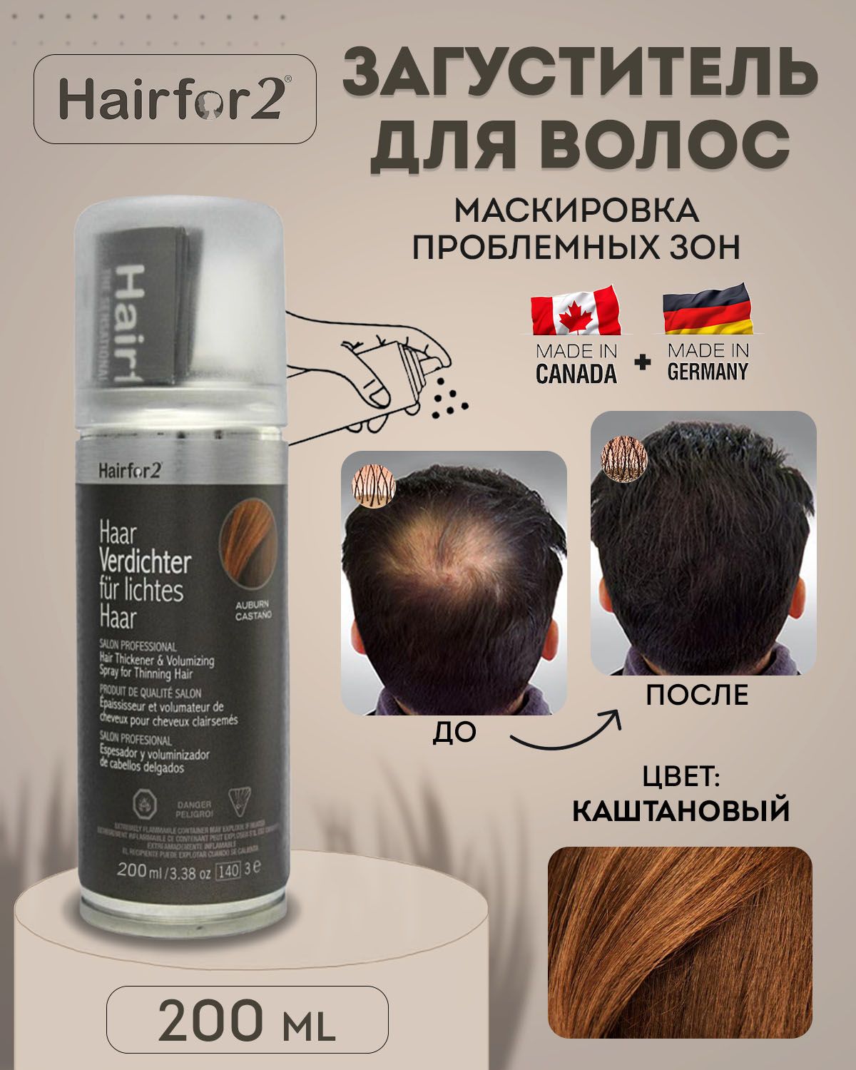 Hairfor2 Загуститель для волос, 200 мл