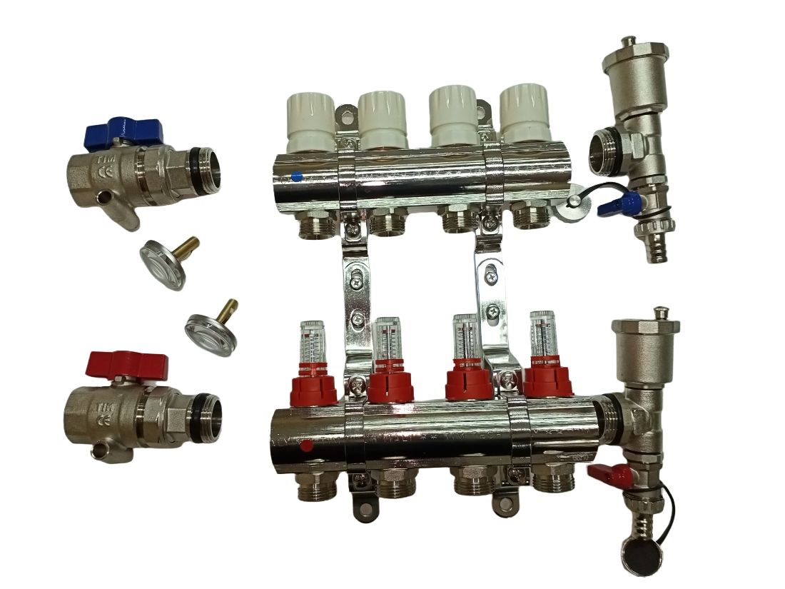 Коллекторная группа с расходомерами tim. Коллекторная группа тим с расходомерами. Коллекторная группа квадрат kcs5008. , расходомер, воздухоотводчик, сливной кран, термометр. Коллекторная группа 1" , 4 вых.