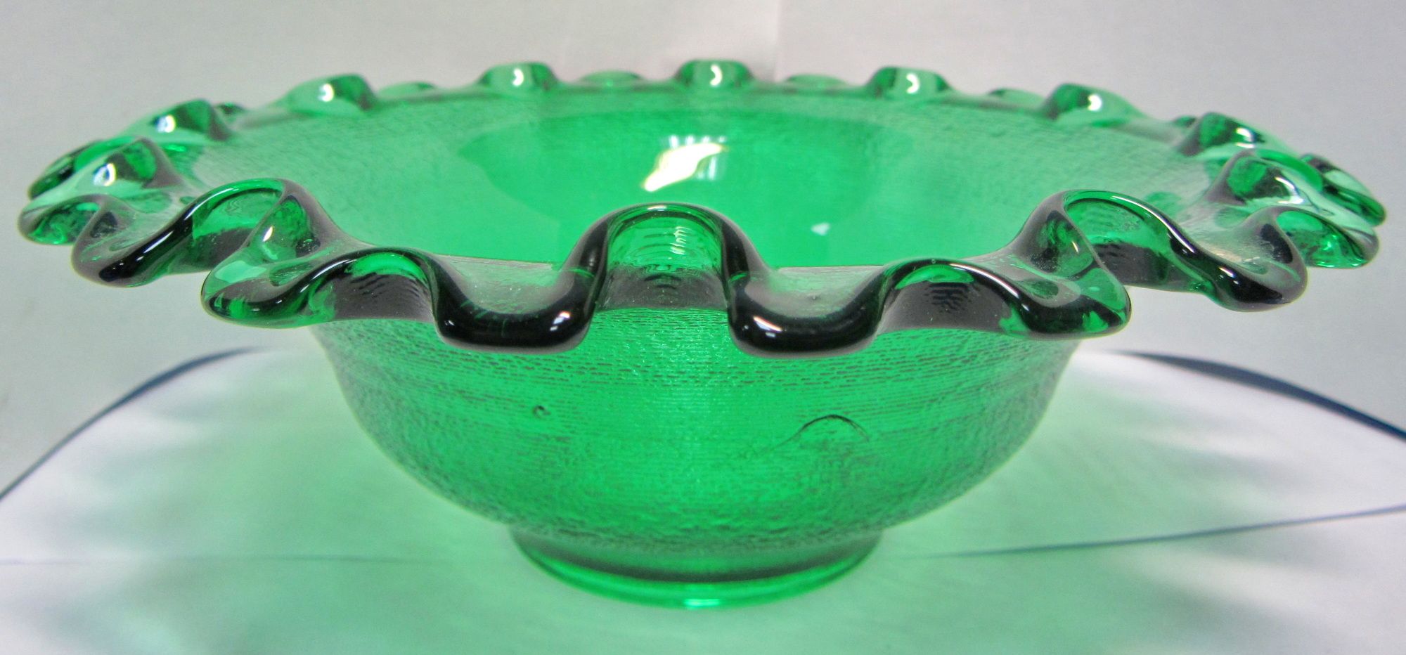 Vintage green glass compote