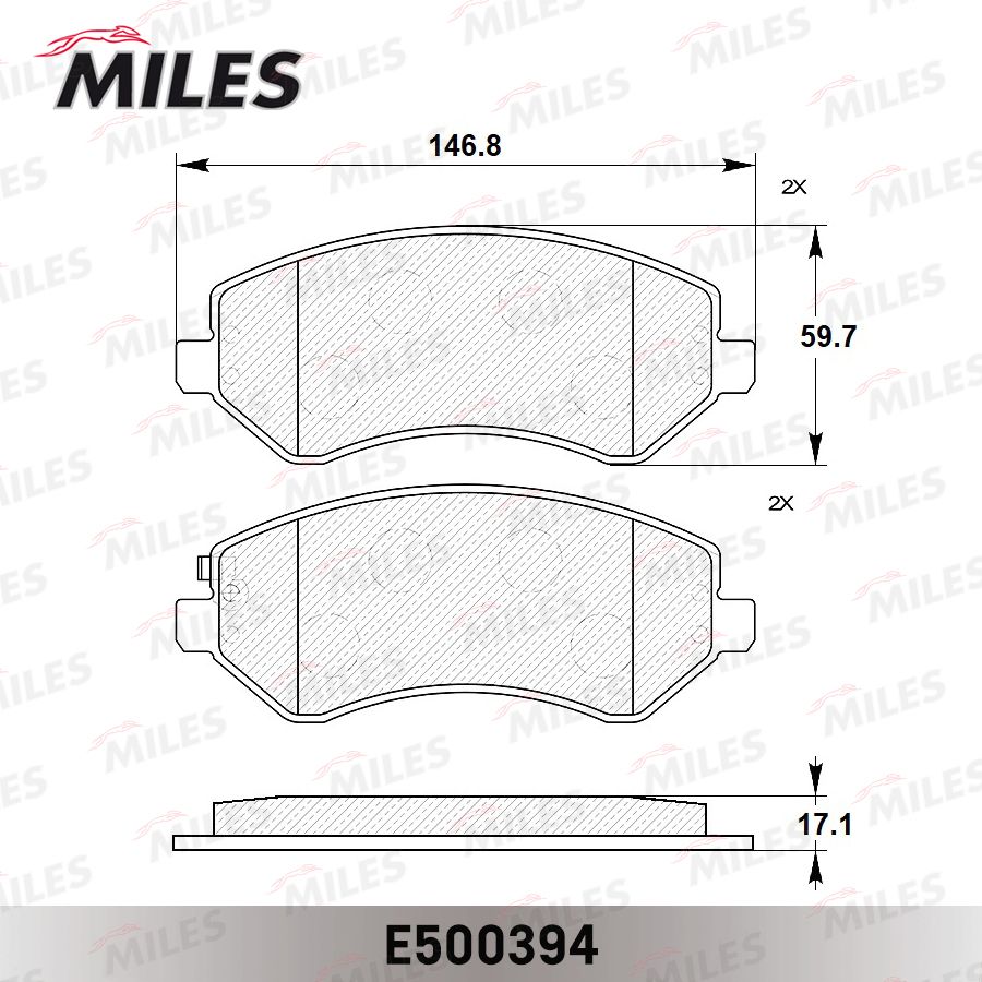 Комплект тормозных колодок, дисковый тормоз Miles E500394
