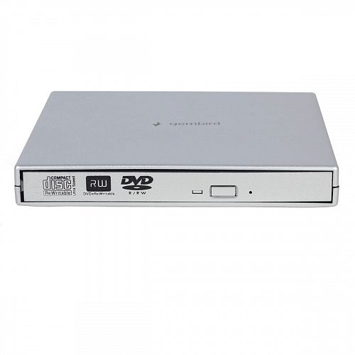 Внешний DVD-привод с интерфейсом USB 2.0 Gembird DVD-USB-02-SV пластик, серебро