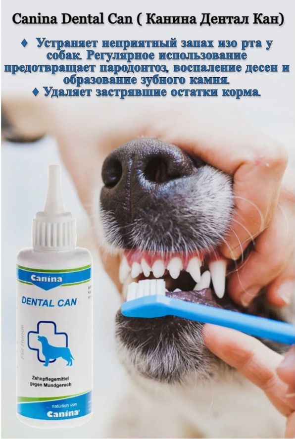 Лечебно-профилактическое средство для зубов и десен собак и кошек Canina Dental Can, предотвращает пародонтоз, воспаление десен, образование зубного камня и налета, Германия 100мл.