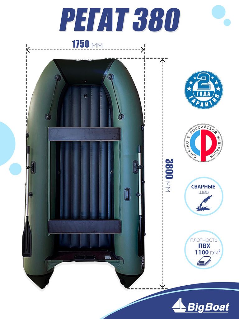 Надувная,подмотор,килеваялодкаизПВХдлярыбалкиRegat(Регат)380НДНД