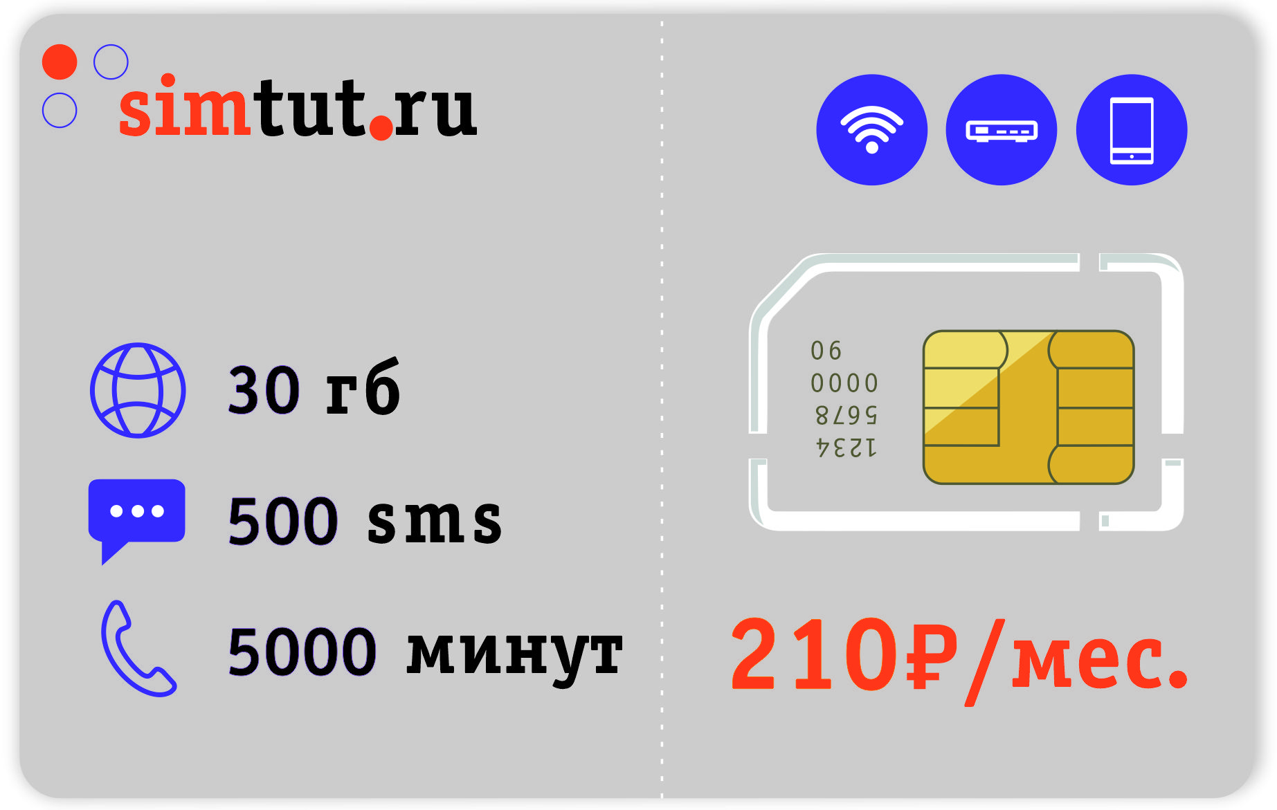 SIM-карта Сим-карта, тариф для телефона (Вся Россия) - купить с доставкой  по выгодным ценам в интернет-магазине OZON (471229575)