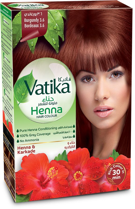 Dabur Vatika Натуральная краска для волос с хной Henna Natural Бургунди  6x10 г