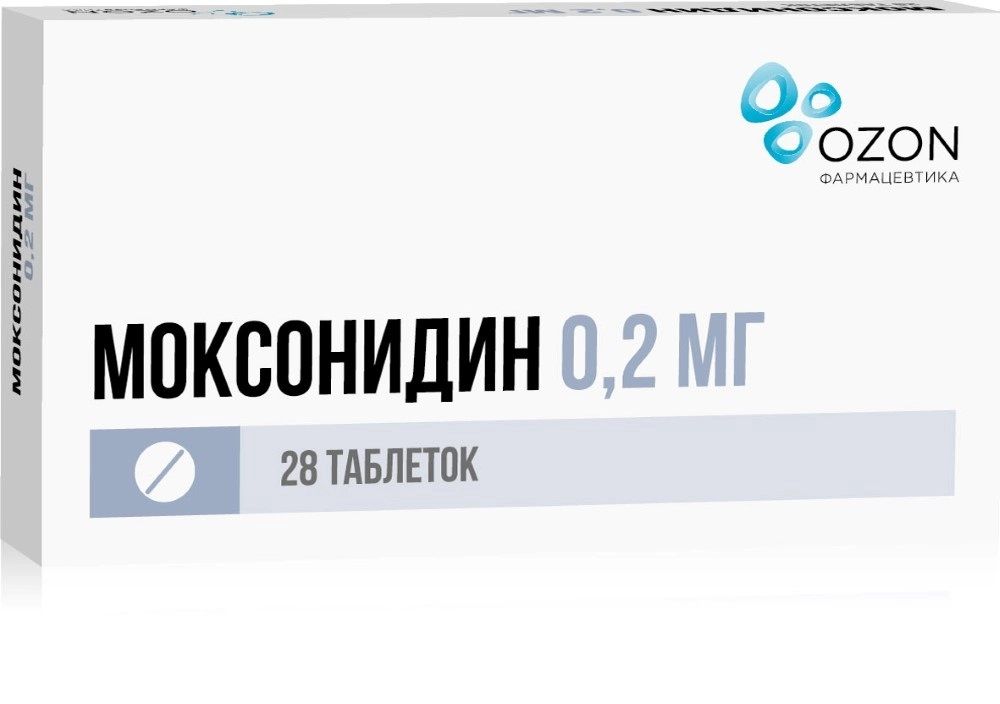 Моксонидин, таблетки покрытые пленочной оболочкой 0.2 мг, 28 штук ...