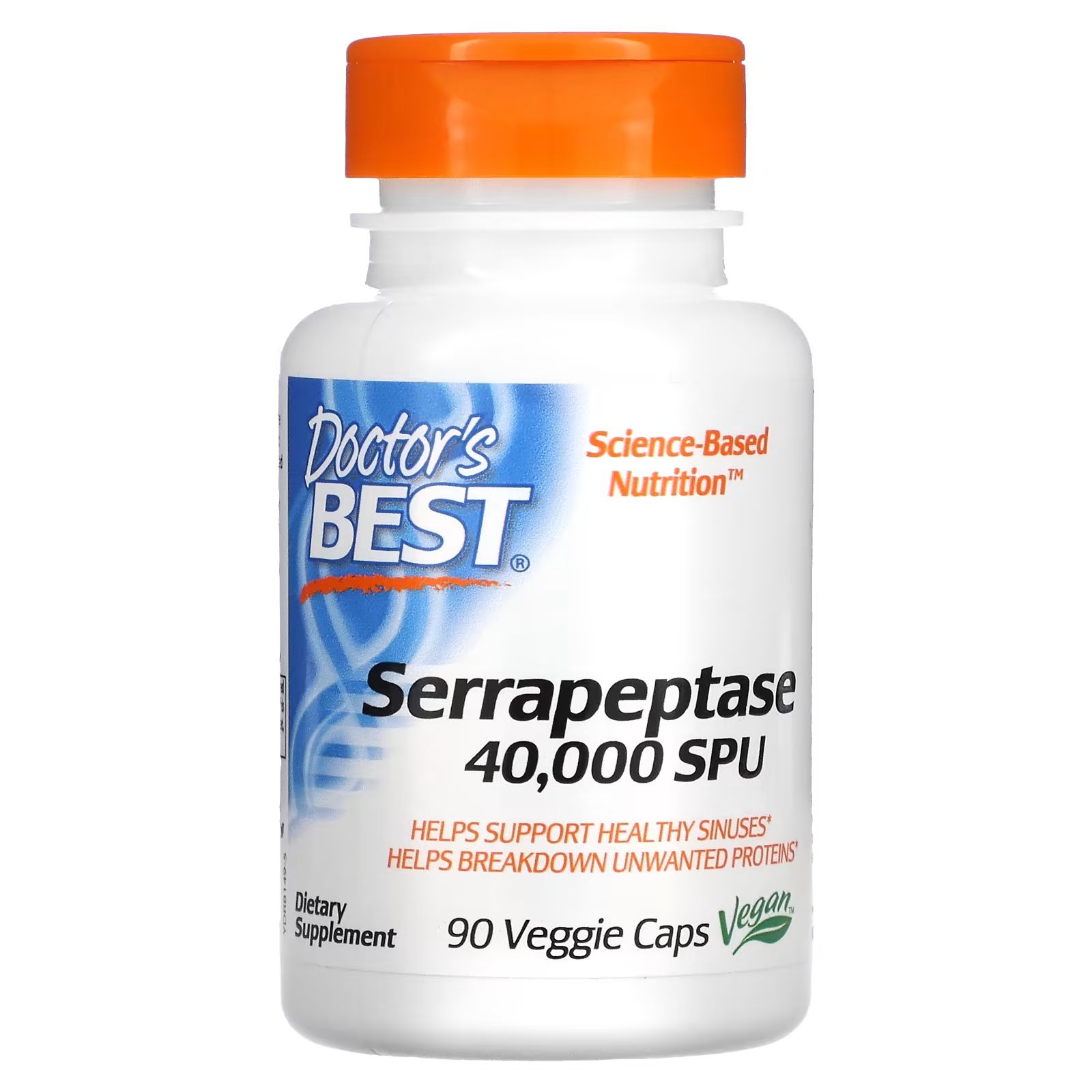 Серрапептаза 40000 Doctor's Best Serrapeptase 40.000 SPU (90 вегетарианских капсул)