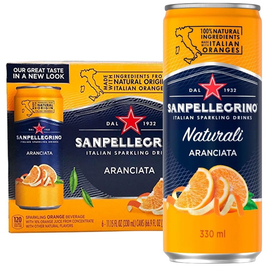 Газированный напиток San Pellegrino Aranciata, Апельсин, 6 шт, 330 мл