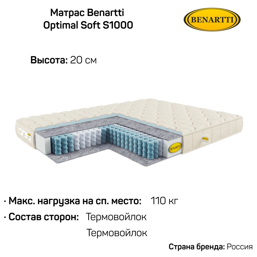 Матрас benartti classic mega hard s1000 160x200