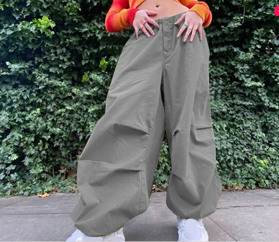 Solid Drawstring Cargo Jogger Pants