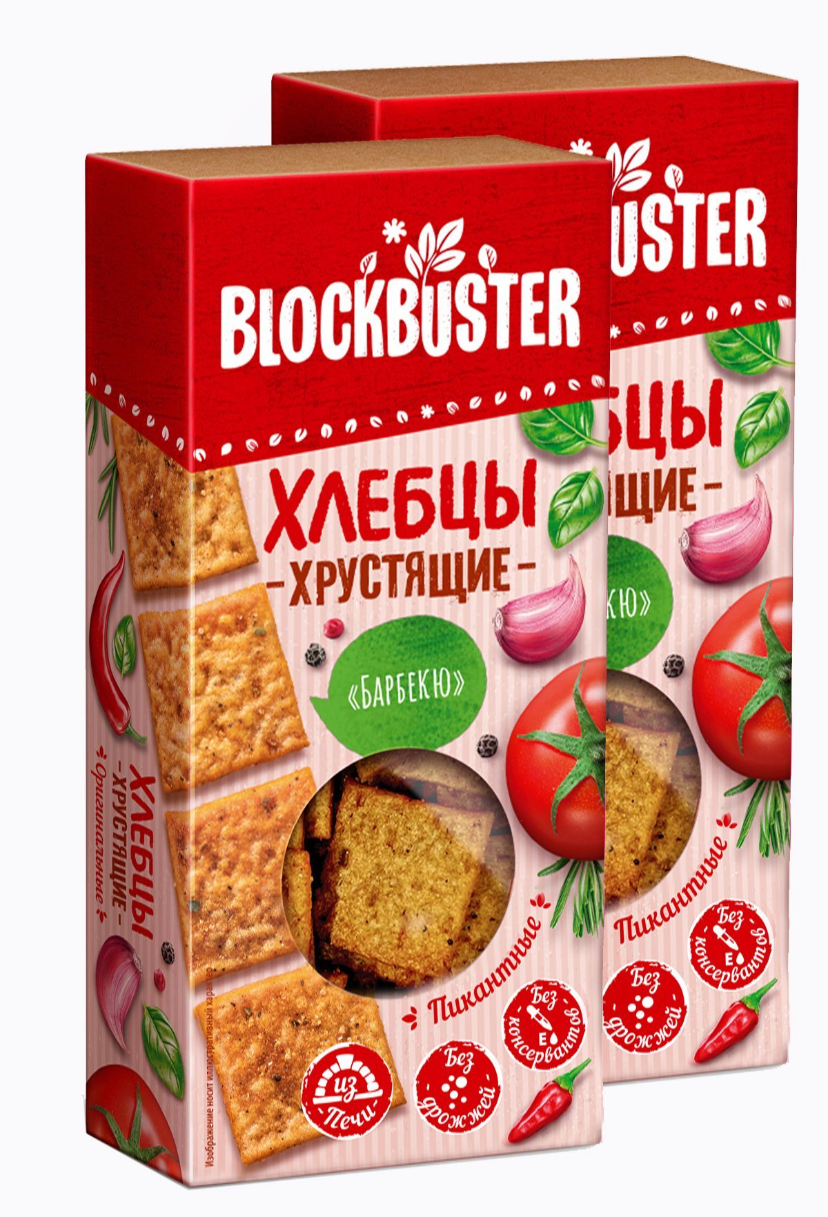 Хлебцы хрустящие Blockbuster Пикантные Барбекю 180 г, 2 уп по 90 г, Блокбастер