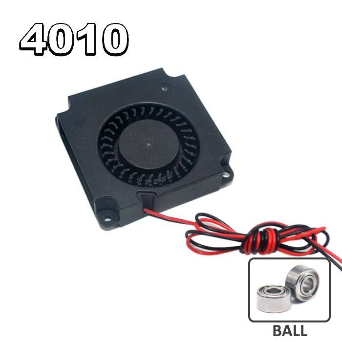 Вентилятор турбинный 4010, 40х40х10 мм, 24В со штекером XH2.54-2P шариковый подшипник качения (1 шт.)