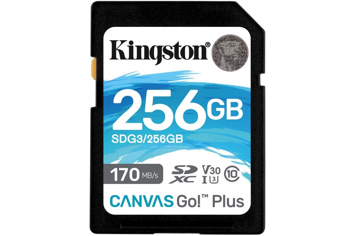 КартапамятиKingstonSDXCCanvasGoPlusClass10UHS-IU3(170/90MB/s)256GB