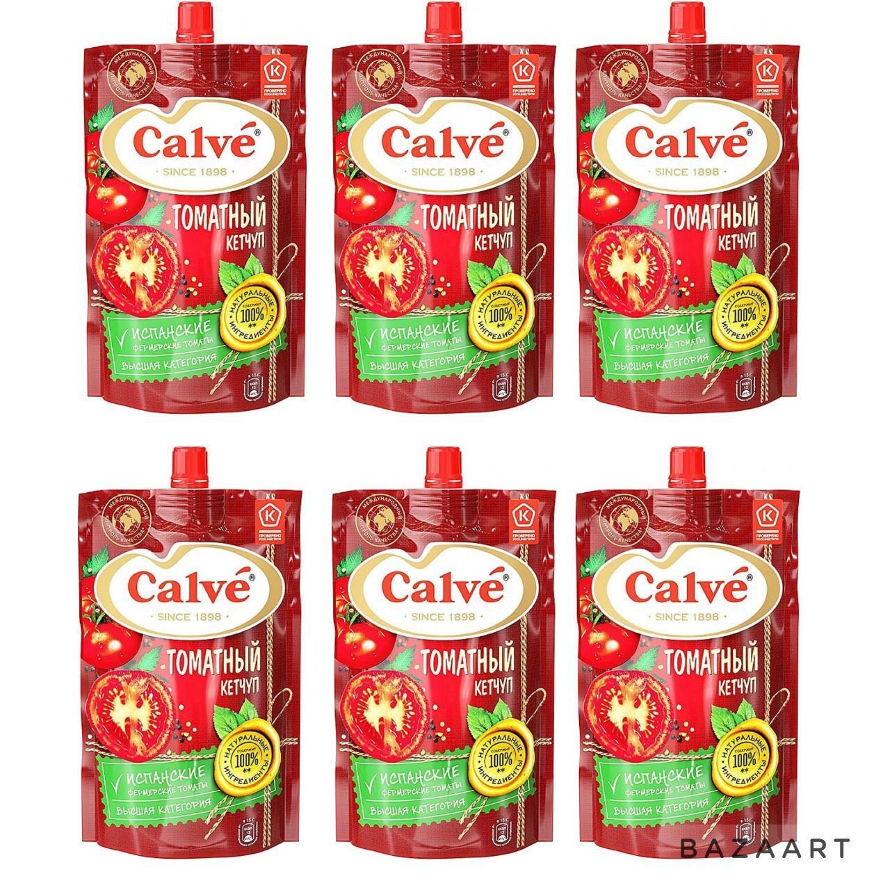 Calve, кетчуп Томатный,6 шт по 350 г