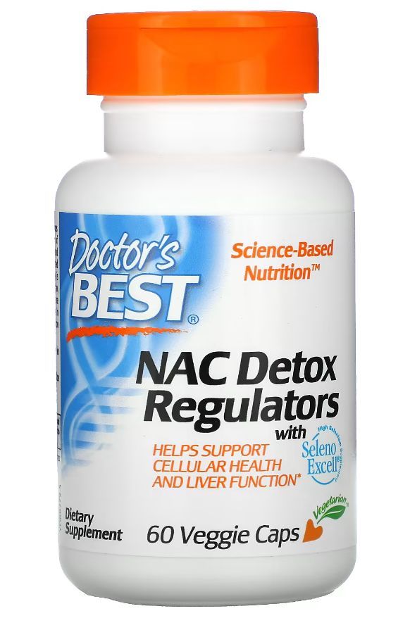 Doctor's Best, N-ацетилцистеин (NAC) для регуляции процесса детоксикации, 60 капсул