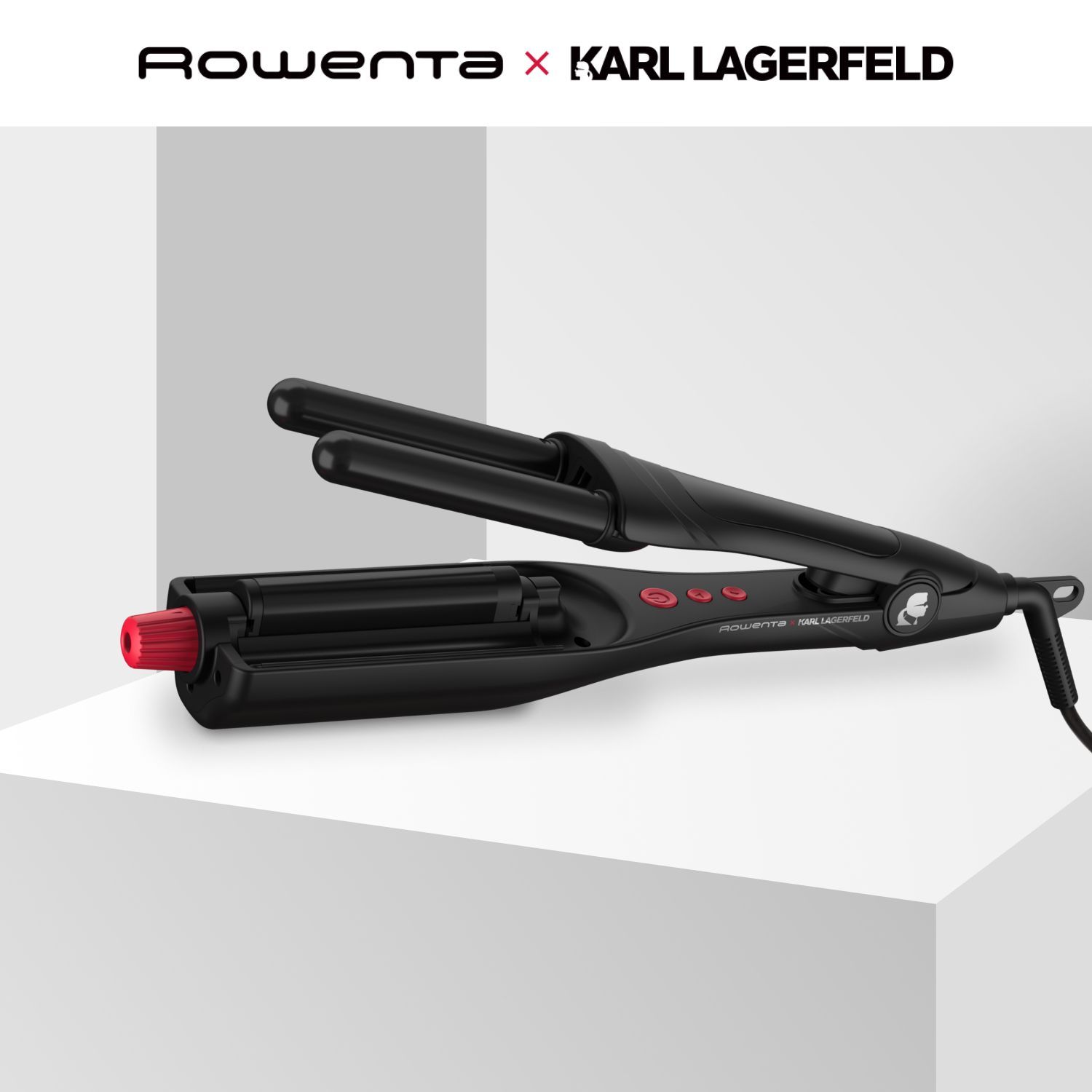 Стайлер для волос Rowenta x Karl Lagerfeld Waves Addict CF471LF0 с керамическим покрытием и 10 настройками, красный/черный