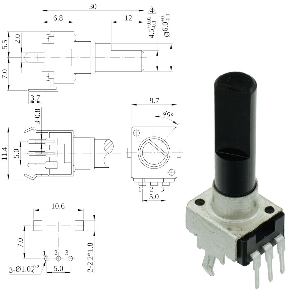 RS09-N-30500кОмРезисторпеременный(3шт)