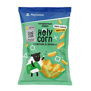 Кукурузные снеки Holy Corn Сметана и зелень 50 г, Россия - в заказе 1 шт.