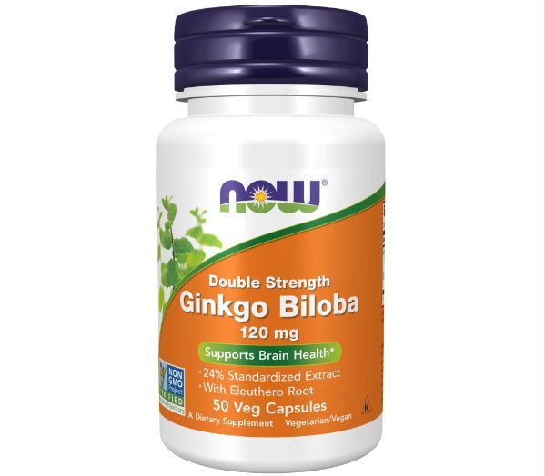 Гинкго, Ginkgo Biloba NOW, 120 мг - 50 капсул (капс массой 500 мг)