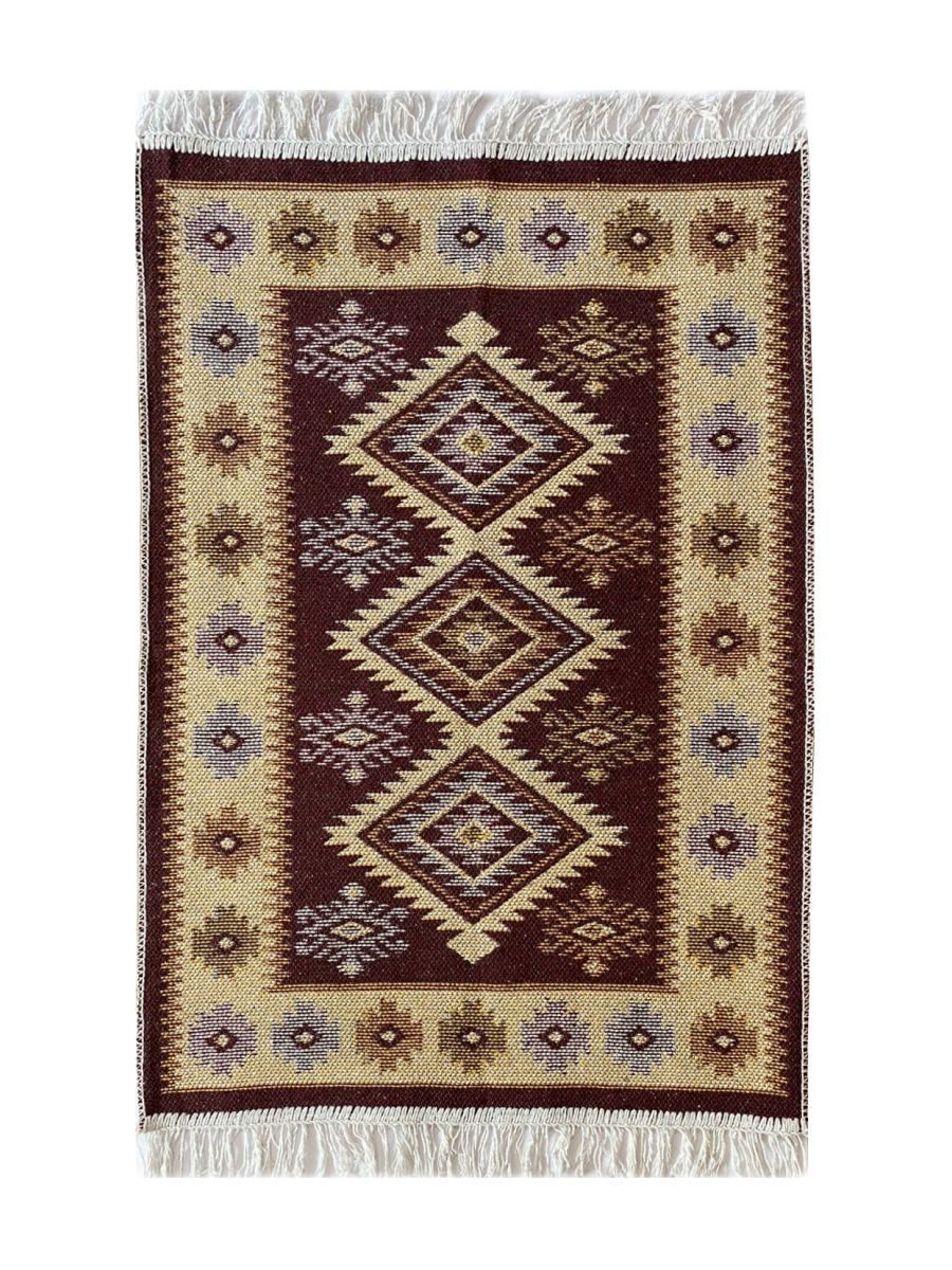 Коврик комнатный двусторонний Kilim Usak из хлопка 50х80 коричневый бежевый