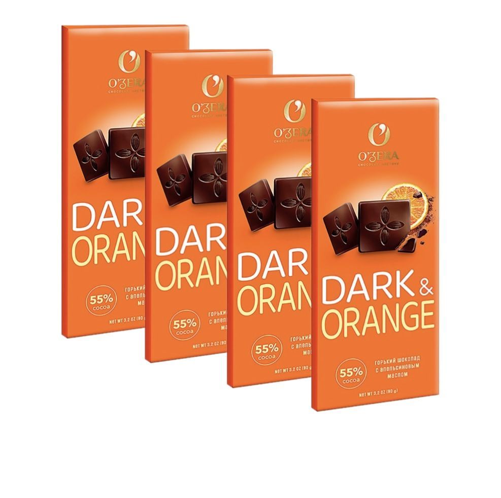 O'Zera Шоколад горький Dark & Orange, 90 г х 4 шт