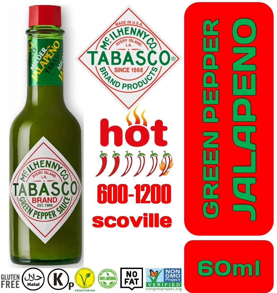 Соус TABASCO 60мл Зеленый острый перечный ХАЛАПЕНЬО Green Pepper Jalapeno Sauce (Табаско) McILHENNY США