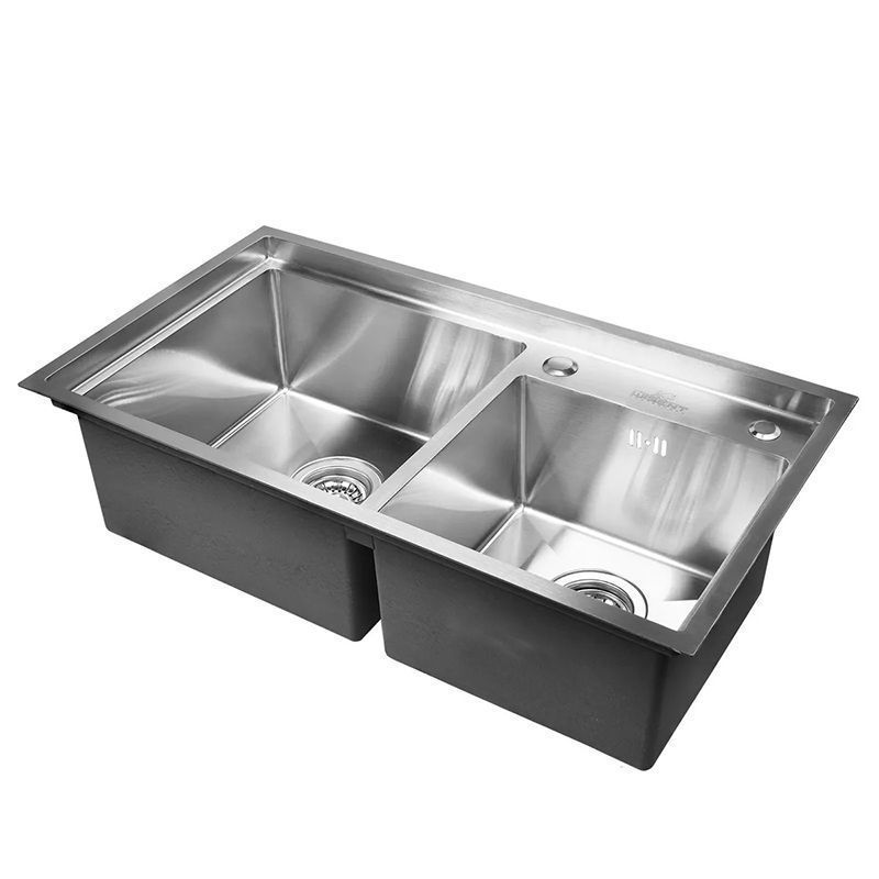 Мойка для кухни двойная нержавеющая 78*43 с сифоном Wisent W37843-S/WGER011